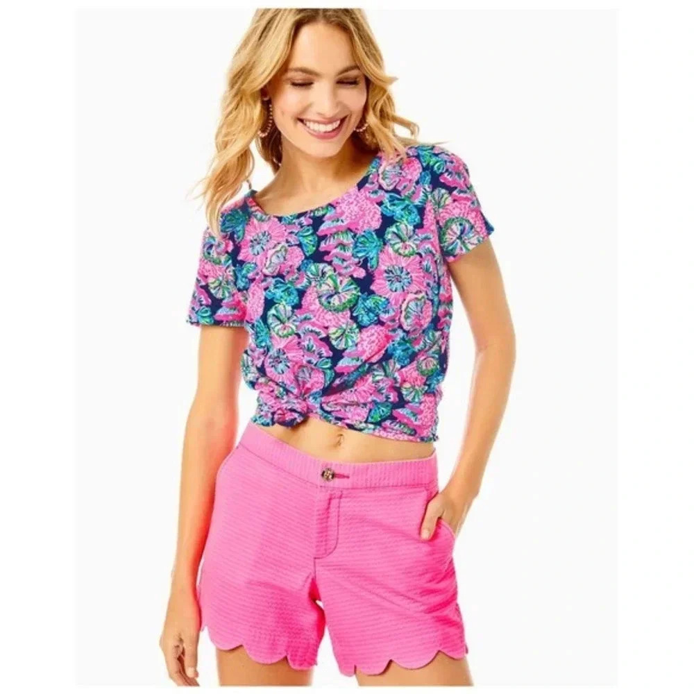 Lilly Pulitzer 5"‎ Buttercup Scallop Hem Herringbone Short Size 2